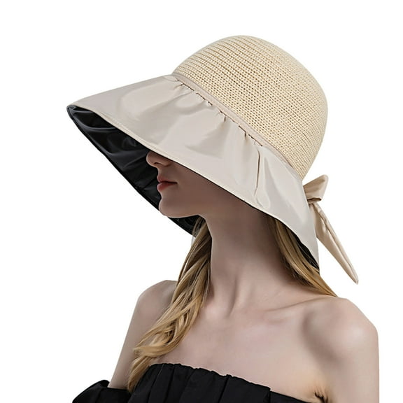 ZHENHONG Sun Hats for Women Women Outdoor Sunscreen Sun Hat All Match Tethered Double Sided Large Brimmed Sun Hats