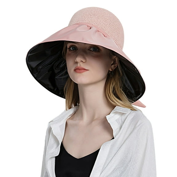 ZHENHONG Sun Hats for Women Women Outdoor Sunscreen Sun Hat All Match Tethered Double Sided Large Brimmed Sun Hats