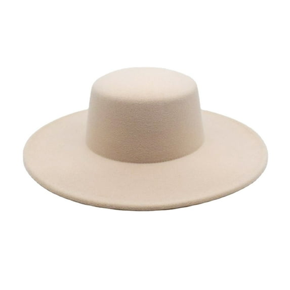 ZHENHONG Sun Hats for Women and Men Elegant Wide Brim Fedora Hats Vintage Cloche Bowler Hats Casual SolidHeadwear Beige
