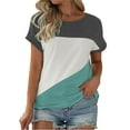 thumbnail image 1 of ZHENHONG T Shirts for Women,Casual Short Sleeved Loose Round Neck Tops Tredy Breathable Color Blocked T Shirts,White Women Blouses, 1 of 4