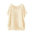 thumbnail image 1 of ZHENHONG T Shirts for Women,Cotton Linen Boat Neck Casual Blouses Plain Flutter Sleeve Loose Fit Shirts,Beige Women Blouses, 1 of 5