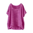 thumbnail image 1 of ZHENHONG T Shirts for Women,Cotton Linen Boat Neck Casual Blouses Plain Flutter Sleeve Loose Fit Shirts,Purple Women Blouses, 1 of 5