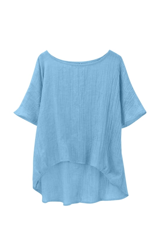 T Shirts for Women,Plain Casual Short Sleeved Loose Blouses Comfortable Flutter Sleeve Cocoon Shirts,Blue Women Blouses