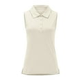 thumbnail image 1 of ZHENHONG T Shirts for Women,Plain Stand Up Collar Sleeveless Sports Tennis Tops Casual Henley Neck Blouse,Beige Women Blouses, 1 of 6