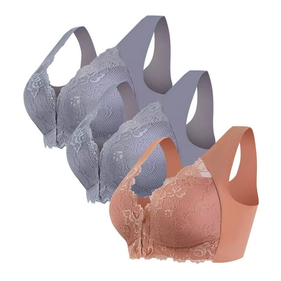 ZHENHONG Thin Laceless Ring Comfortable Underwear Large Size Brater Buckle Female Bra Deep V Neck Vest Bralette Wireless Seamless Bra Wireless Bras for Women