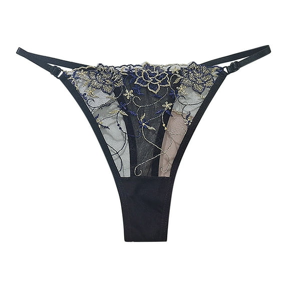 ZHENHONG Thongs for Women Large Size Sexy Embroidered Hollow Mesh Seductive Thong Panties