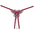thumbnail image 1 of ZHENHONG Thongs for Women Sexy Embroidered Butterfly Beads Massage Thong Low Rise Open Range Sequins Underpants, 1 of 3
