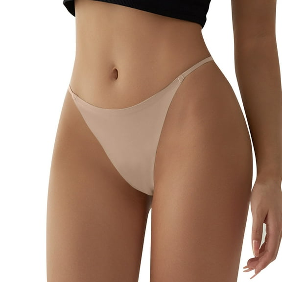 ZHENHONG Thongs for Women Sexy Traceless Thong Underwear Border Thin Belt Ring Buckle T Pants Girls Onepiece Pure Cotton Crotch Fitness Panties