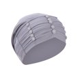 thumbnail image 1 of ZHENHONG Turbans for Women Beading India Hat Muslim Ruffle Beanie Hat Casual Solid Color Headwear Grey, 1 of 2