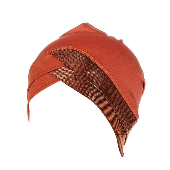 ZHENHONG Turbans for Women Casual Breathable Hijab Hat Muslim Headwrap Cap Cozy Solid Color Headwear Orange