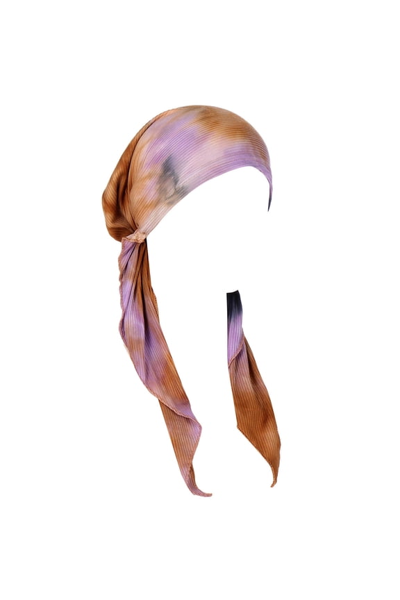 Turbans for Women Floral Printed Headwrap Hat Muslim Slouchy Beanie Cap Casual Tie Dye Headwear Purple