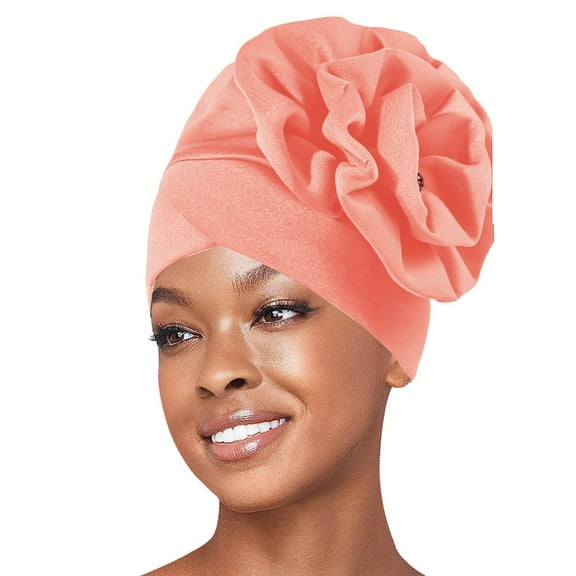 ZHENHONG Turbans for Women Large Elastic Solid Comfort Pile Hat Monochrome Headwrap Hat Casual Headwear Beige