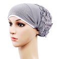 thumbnail image 1 of ZHENHONG Turbans for Women Muslim Hijib Hat Comfortable Printed Headwrap Casual Solid Color Headwear Grey, 1 of 1