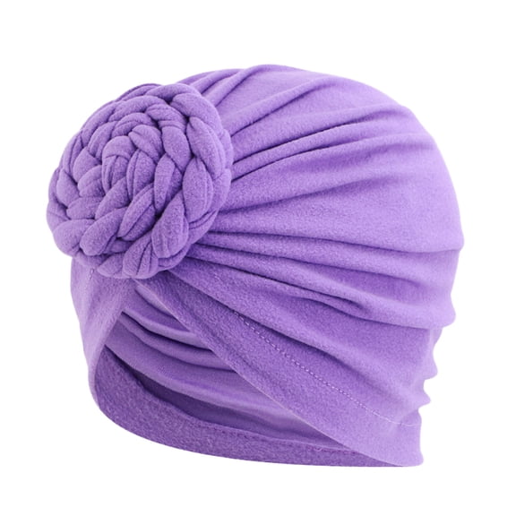 ZHENHONG Turbans for Women Solid Color Breathable Headwrap Muslim Hijab Hat Casual Solid Color Headwear Purple