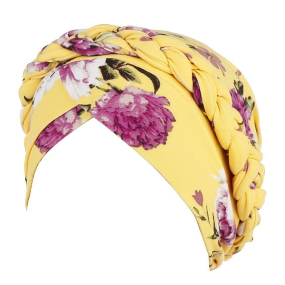 ZHENHONG Turbans for Women Women Floral Braid India Hat Muslim Ruffle Cancer Chemo Beanie Turban Wrap Cap Turban Head Wraps