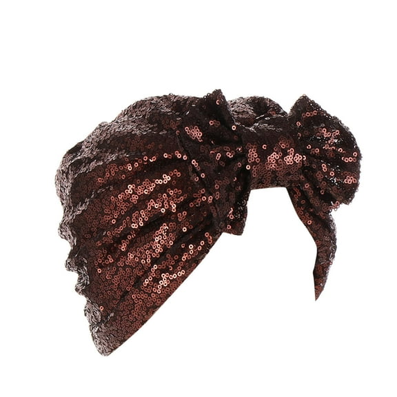 ZHENHONG Turbans for Women Women Muslim Turban Hatbow Sequins Hair Bonnet Head Scarf Wrap Cover Turban Head Wraps