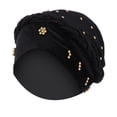thumbnail image 1 of ZHENHONG Turbans for Women Women Solid Beading India Hat Muslim Ruffle Cancer Chemo Hat Beanie Wrap Cap Turban Head Wraps, 1 of 2