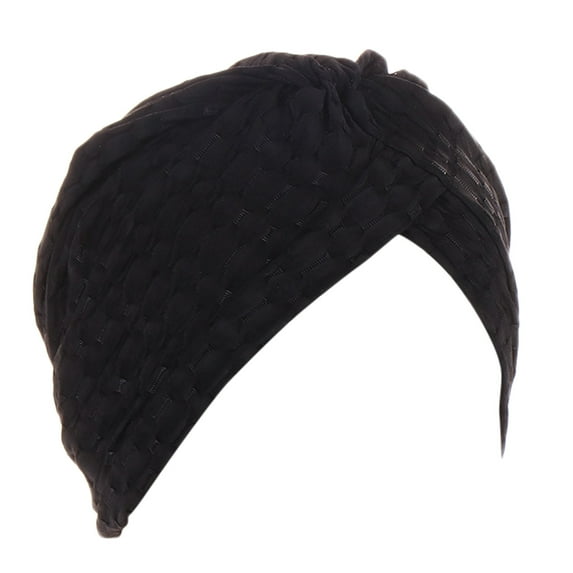 ZHENHONG Turbans for Women Women Turbans Knot Pre Tied Bonnet Hat Headwraps Hats Casual Solid Color Headwear Black