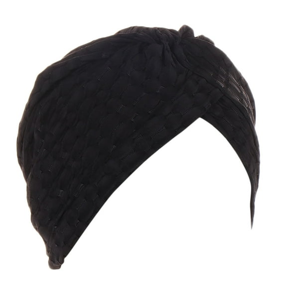 ZHENHONG Turbans for Women Women Turbans Knot Pre Tied Bonnet Hat Headwraps Hats Casual Solid Color Headwear Black