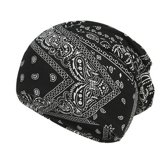 ZHENHONG Turbans for Women and Men Cashew Print Headwrap Hat Classic Ladies Muslim Hijab Casual Headwear Black