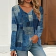 thumbnail image 1 of ZHENHONG V Neck Shirts for Women Long Sleeve, Women's Long Sleeved V Neck Floral And Plant Printed Casual Fashion T Shirt Top Going Out Tops, 1 of 5