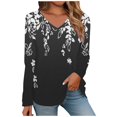 thumbnail image 1 of ZHENHONG V Neck Shirts for Women Long Sleeve, Women's Spring/Summer Printed V Neck T Shirt Base Top Long Sleeve T Shirt Going Out Tops, 1 of 5