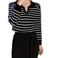 thumbnail image 1 of ZHENHONG V Neck Shirts for Women Long Sleeve, Women's Vintage Striped Long Sleeve Knitted T Shirt In Contrasting Colors Going Out Summer Tops, 1 of 5