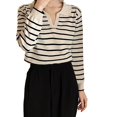 thumbnail image 1 of ZHENHONG V Neck Shirts for Women Long Sleeve, Women's Vintage Striped Long Sleeve Knitted T Shirt In Contrasting Colors Going Out Summer Tops, 1 of 4