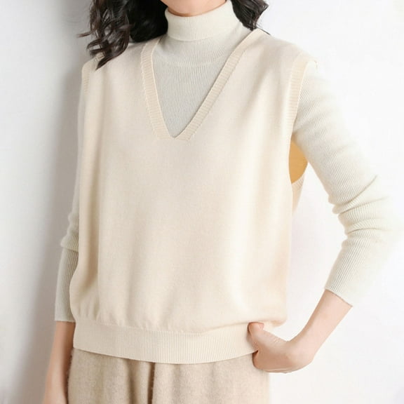 ZHENHONG Vest Sweater Women, Womens Knitted Vest Sleeveless V Neck Plaid Knit Sweater Vest Crop TankSweater Tank