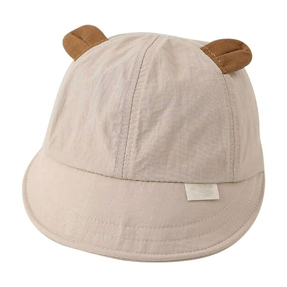 ZHENHONG Visor Hats for Girls Baby Summer Soft Sun Hats Cute Bear Ear Cotton Caps Casual Solid Color Headwear Beige