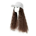 thumbnail image 1 of ZHENHONG Visor Hats for Women Summer Trendy Baseball Cap Adjustable Long Wig Hat Casual Solid Color Headwear White 2, 1 of 1