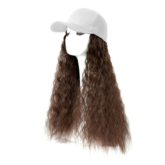 ZHENHONG Visor Hats for Women Summer Trendy Baseball Cap Adjustable Long Wig Hat Casual Solid Color Headwear White 2