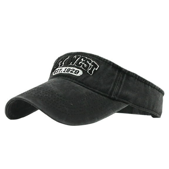 ZHENHONG Visor Hats for Women and Men Unisex Empty Top Sun Hat Washed Canvas Visor Outdoor Embroidery Cap Adjustable Sun Visor