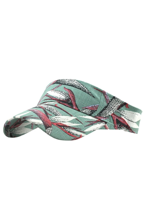 Visor Hats for Women and Men Unisex Empty Top Sun Hat Washed Canvas Visor Printed Outdoor Cap Adjustable Sun Visor