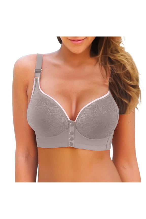 Women's Front Button Down Bra Pulls Breathable and Comfortable Retraction Breast Bra Bra Underwear Wireless Bras for Women