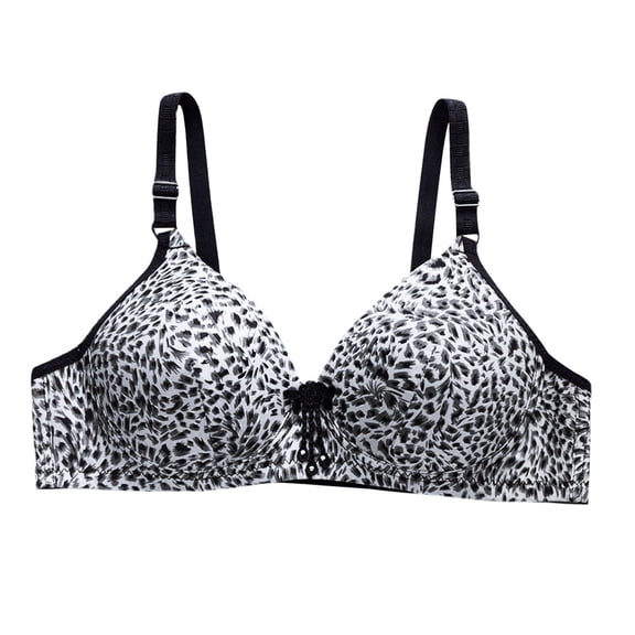 ZHENHONG Women's Front Button Shaped Cup Middle and Elderly Underwear without Wires Vest Large Size Women's Printed Bra Wireless Bras for Women