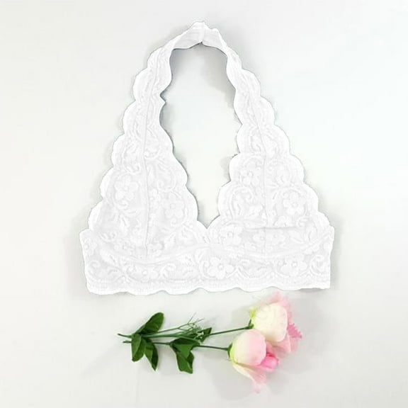 ZHENHONG Women's Lace Neck Bra Elegant Lace Pattern Soft and Skin Friendly Comfortable To The Body Wireless Bras for Women