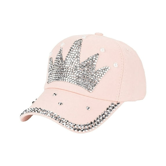 ZHENHONG Womens Baseball Caps Fashion Crown Pearl Sun Hats Adjustable Denim Jeans Hat Cozy Solid Color Visor Hat Beige