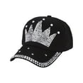 thumbnail image 1 of ZHENHONG Womens Baseball Caps Fashion Crown Pearl Sun Hats Adjustable Denim Jeans Hat Cozy Solid Color Visor Hat Black, 1 of 5