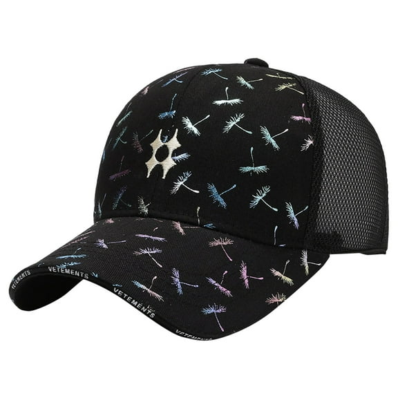 ZHENHONG Womens Baseball Caps Mesh Printed Ath-leisure Sunshade Hat Cozy Solid Color Visor Hat Black 2