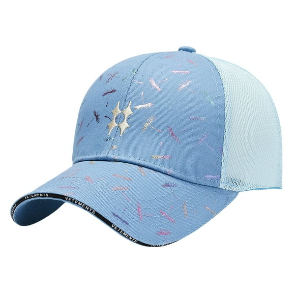 ZHENHONG Womens Baseball Caps Mesh Printed Ath-leisure Sunshade Hat Cozy Solid Color Visor Hat Blue