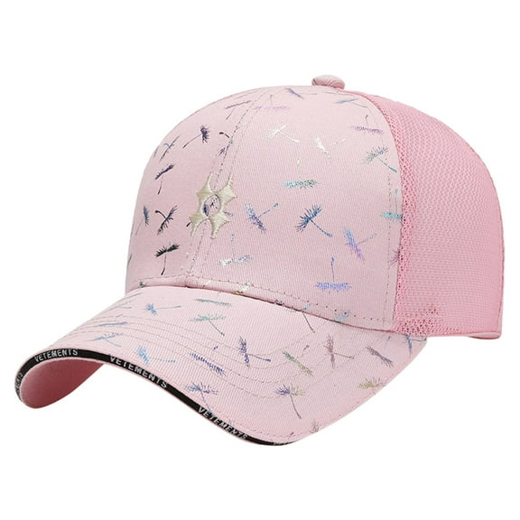 ZHENHONG Womens Baseball Caps Mesh Printed Ath-leisure Sunshade Hat Cozy Solid Color Visor Hat Pink