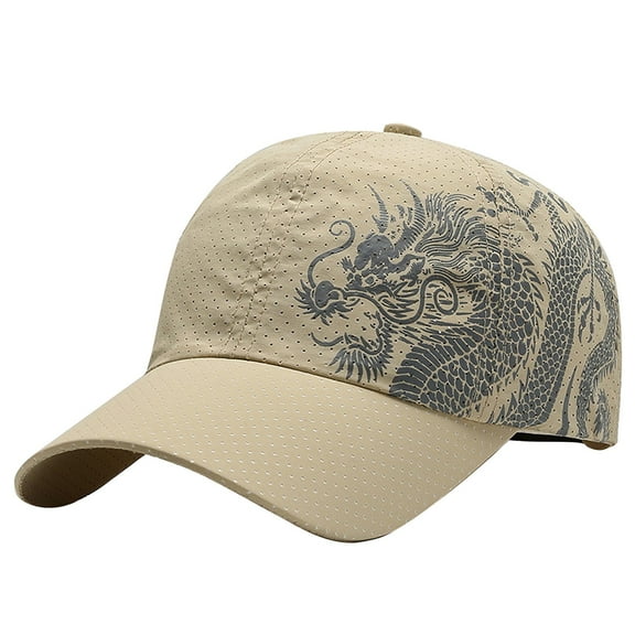 ZHENHONG Womens Baseball Caps Solid Outwork Trucker Hat Quick-Dry Dragon Print Sports Sunshade Hat Cozy Visor Hat Beige