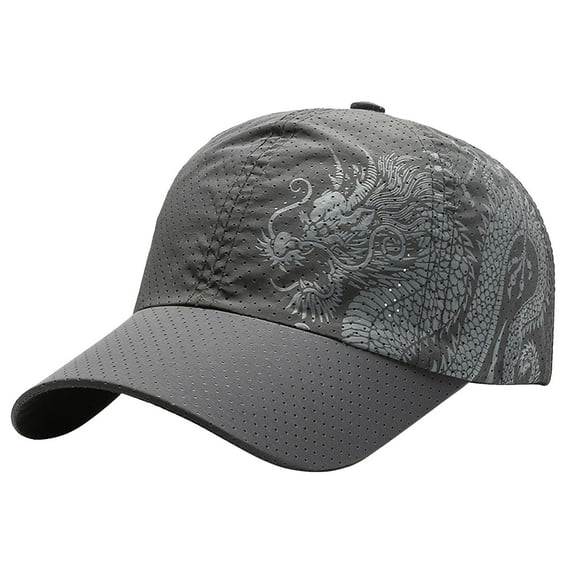 ZHENHONG Womens Baseball Caps Sunshade Cap Quick Drying Dragon Print Baseball Hat For Outdoor Cozy Visor Hat Dark Gray