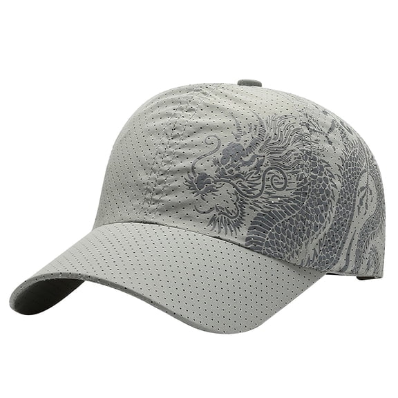 ZHENHONG Womens Baseball Caps Sunshade Cap Quick Drying Dragon Print Baseball Hat For Outdoor Cozy Visor Hat Grey
