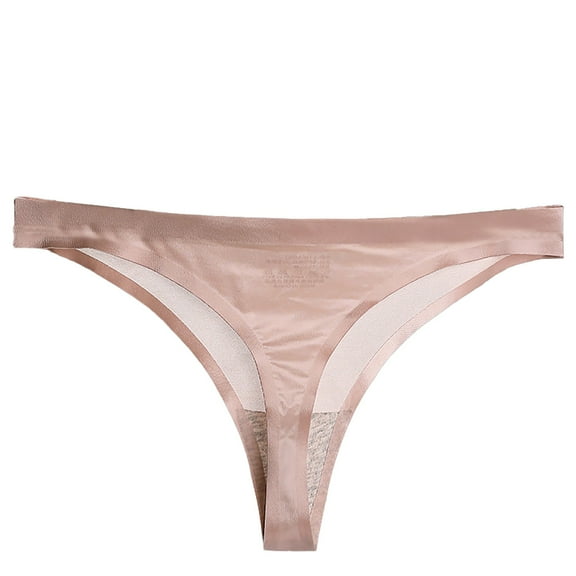 ZHENHONG Womens Underwear Briefs Beaded Non Marking Thong Thin Low Waist Ice Silk Plus Size Silk Thong Women