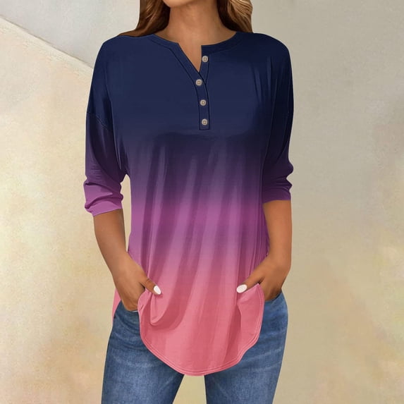 ZHENHONG Womens V Neck T Shirts, 3/4 Length Sleeve Womens Tops 2025 Spring Casual Tunic T Shirts Womens Tops Going Out Tops