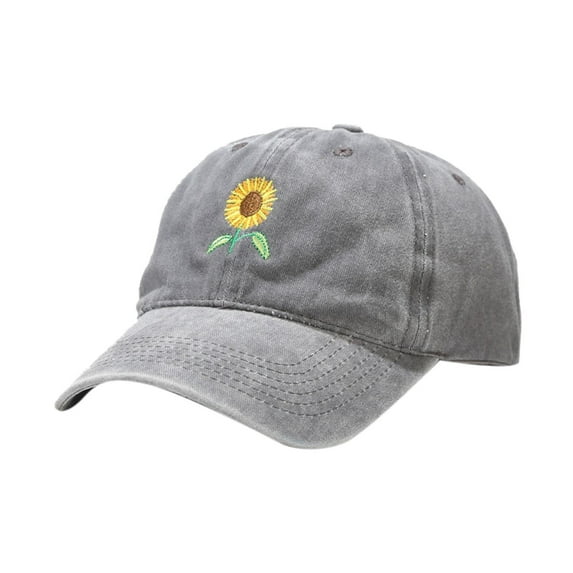ZHENHONG Womens and Mens Baseball Caps Embroidered Adjustable Sunscreen Sports Hat Casual Sunflower Visor Hat Grey