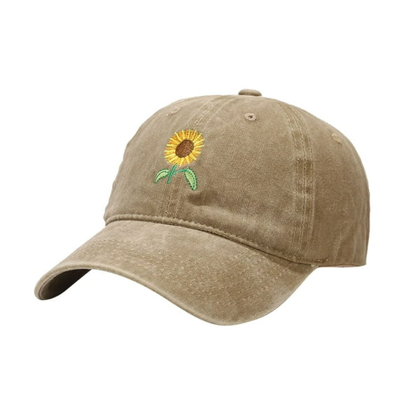 ZHENHONG Womens and Mens Baseball Caps Embroidered Adjustable Sunscreen Sports Hat Casual Sunflower Visor Hat Khaki