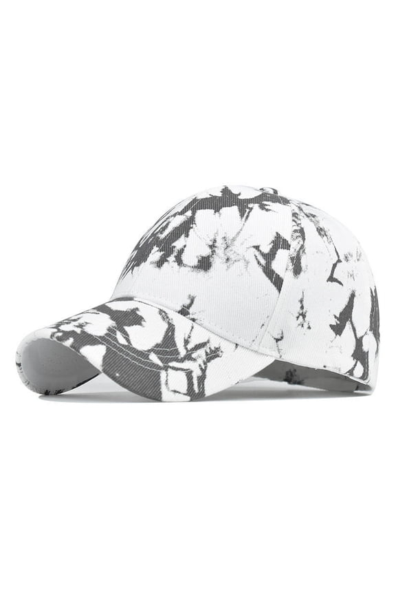 Womens and Mens Baseball Caps Fashion Tie-dyed Sun Hat Adjustable Hip Hop Hat Casual Comfortable Visor Hat White